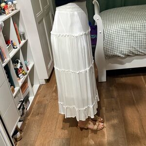 SO White Tiered Maxi Skirt
